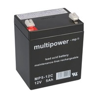 1X Multipower Blei-Akku MP5-12C Pb 12V 5Ah Zyklenfest, Faston 6,3
