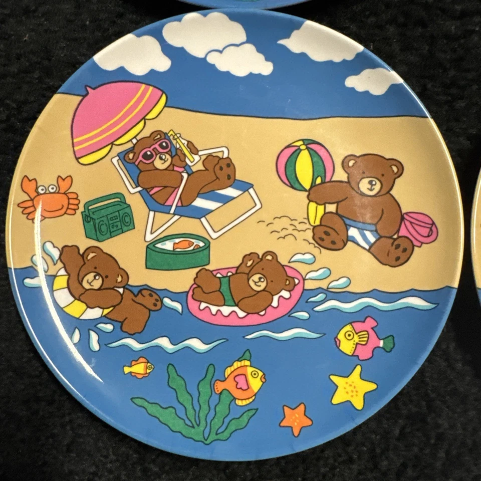 Juego de 4 Platos de Oso de Plástico Platos Infantiles Melamina Irrompible Foto 2 de 2