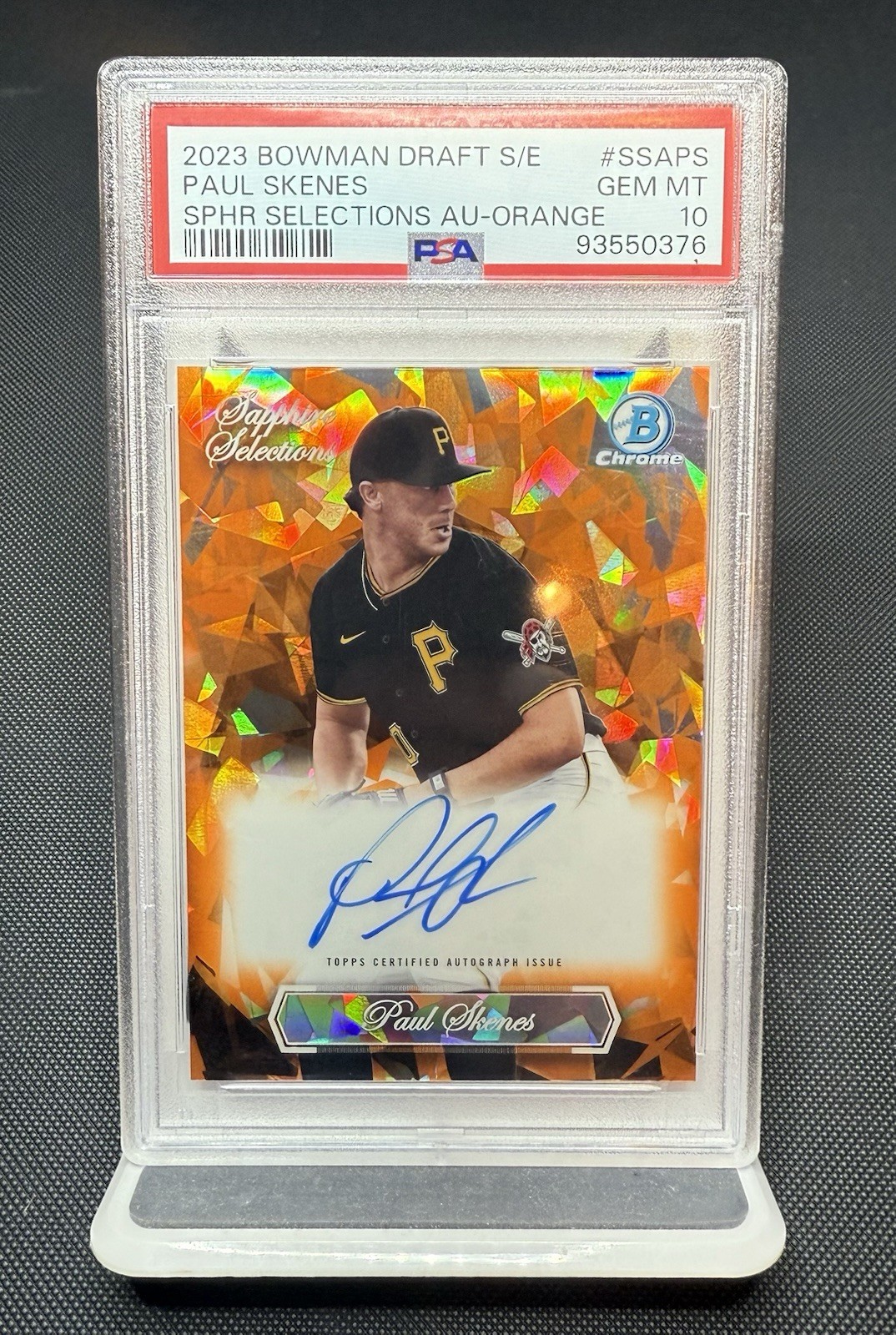 2023 Bowman Draft Paul Skenes Sapphire Selections Auto Orange/25 PSA GEM 10