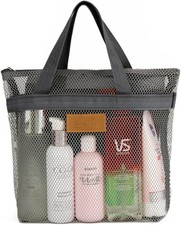 Mesh Shower Caddy Bag Portable Hanging Toiletry and Bath Organizer with Zipper f
