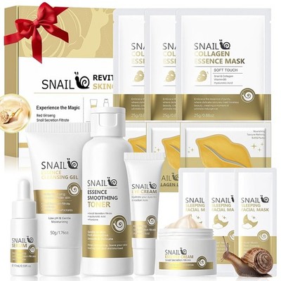 Snail Skin Care Set 14 Stück, Gesichtspflege Set Damen, Snail Hautpflege set 