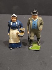 VINTAGE BRITAIN'S CIVILIANS HOLLOW CAST LOT OF 2 METAL LEAD TOYS MOVABLE ARM
