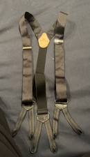 Trafalgar Black Satin Silk Suspenders Perfect Black Leather