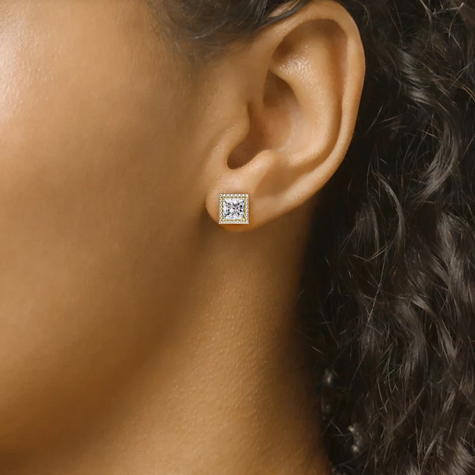 Diamond Earring Lab Grown Princess 2.30 Ct IGI 18k Yellow Gold With La Pousette - Image 3 of 4