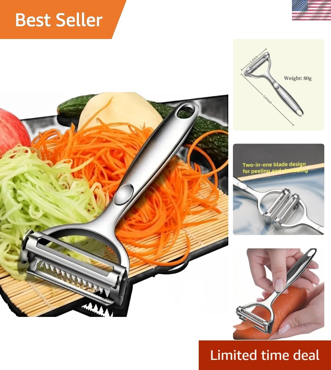 Multifunction Vegetable Peeler Julienne Peeler for Kitchen