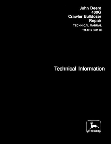 John Deere 400G Crawler Bulldozer Service Manual Repair Shop Technical Book - Picture 1 of 24