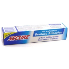 Secure Denture Adhesive Cream 12-Hour Max Hold Waterproof Seal Zinc Free Food Gr