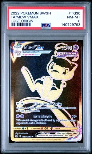 2022 POKEMON SWORD & SHIELD LOST ORIGIN #TG30 FULL ART/MEW VMAX PSA 8