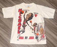 Vintage NBA Salem Chicago Bulls Michael Jordan AOP Wrap Around Shirt Size M 90s