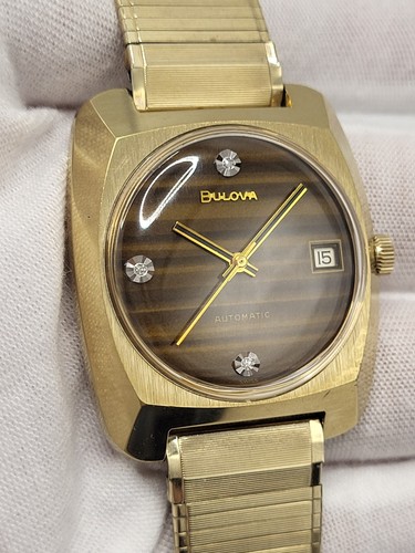 [N. MINT] Bulova TIGER'S EYE 1974 Diamond Dial Automatic Watch Men's 34mm Swiss