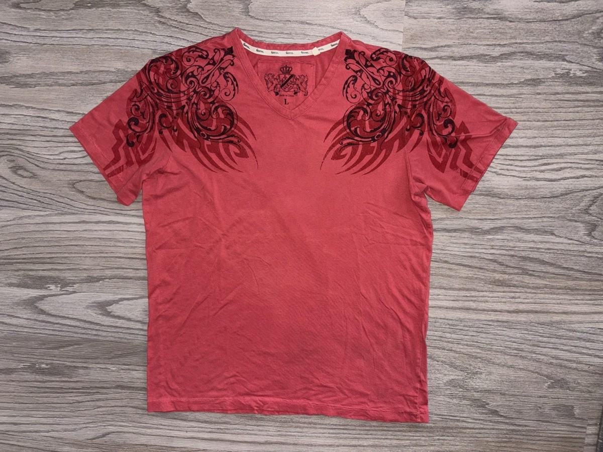 Vintage Guess Tribal Tattoo T-Shirt Mens (L) Affliction Goth 