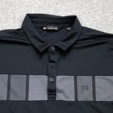 Travis Mathew Polo Shirt Men's Extra Large Black Stripe Golf Performance Logo