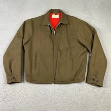 Vintage JC Penney Big Mac Jacket Mens Medium Brown Fleece Lined Talon Full Zip