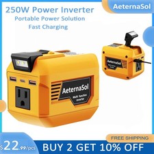 AeternaSol 250W Power Inverter for Dewalt 20V Battery AC 110V Outlet USB Camping