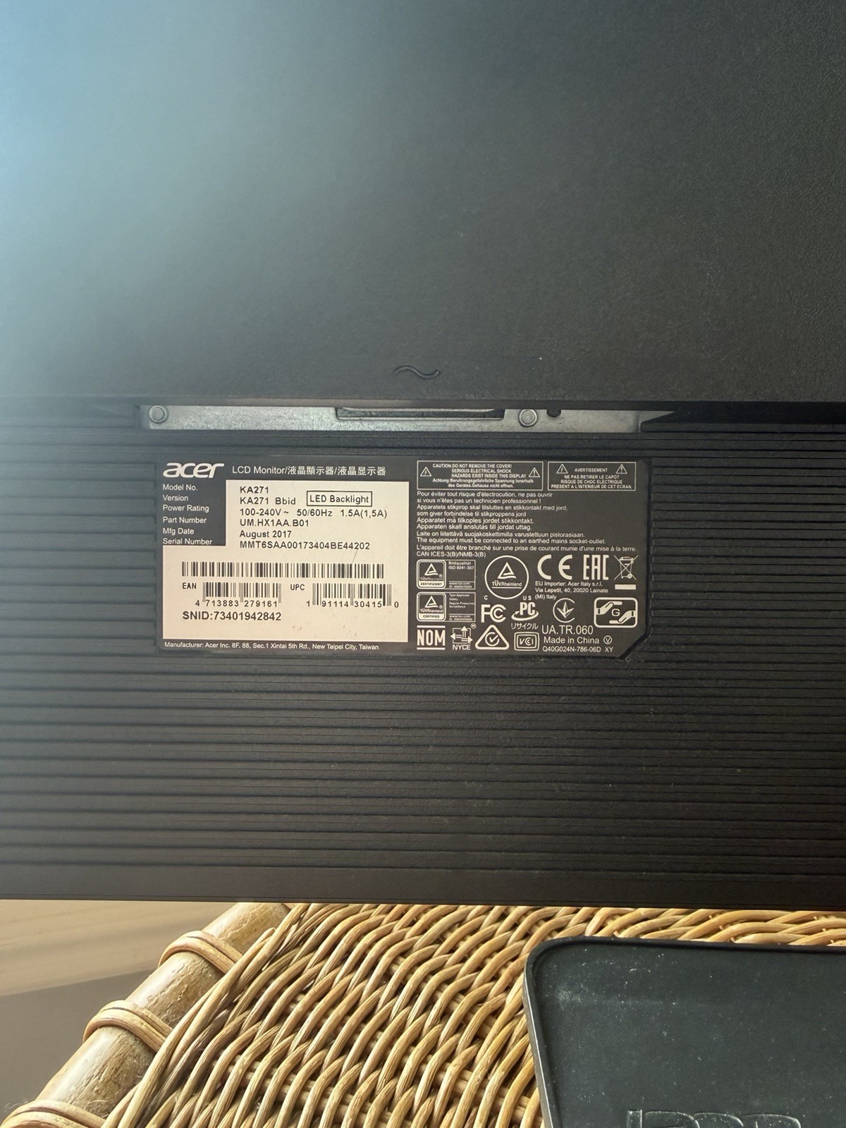 Acer KA271 27" LED Monitor 1920x1080 HDMI DVI-D VGA Flat Screen 4