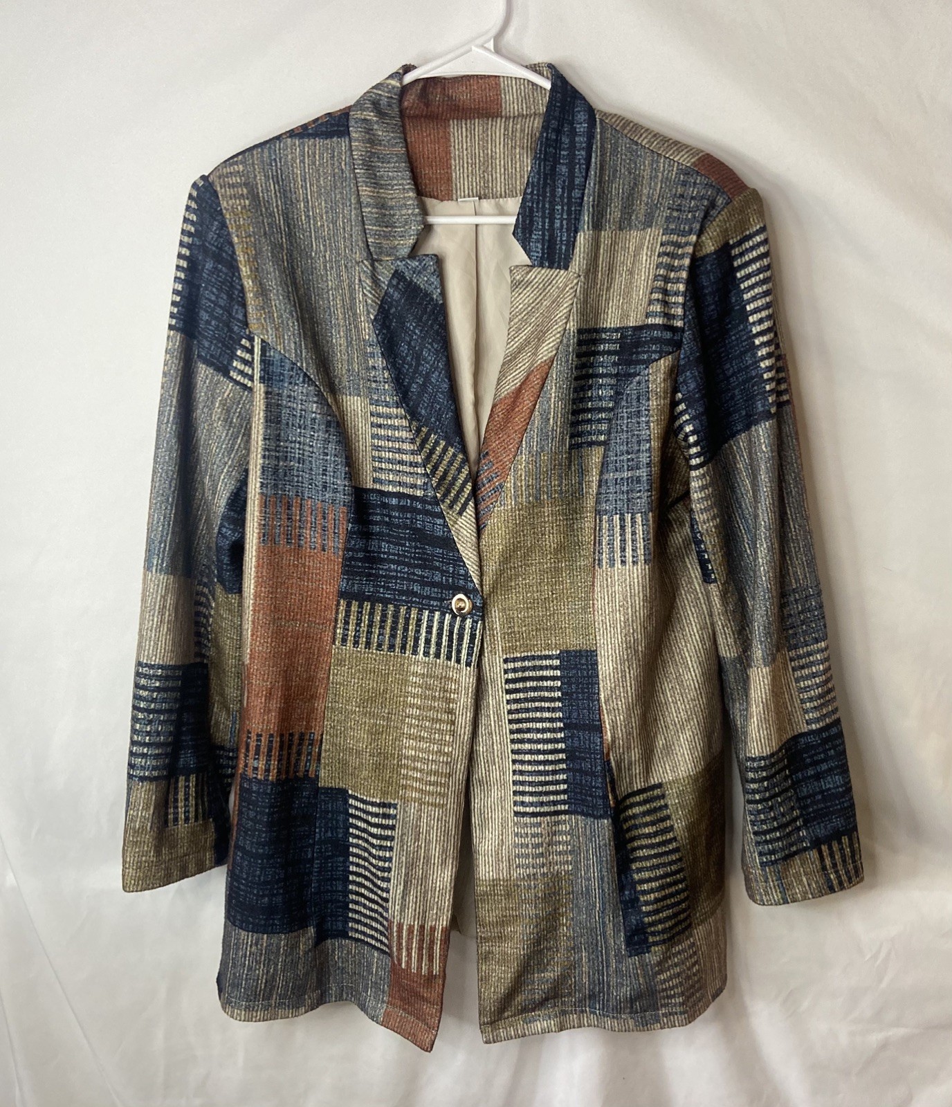 multi-colored patchwork blazer size XL - image 2
