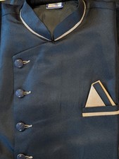 Sherwani Indo Western Set Black Mandarin Neck Party Wedding Wear 34 "x 22"