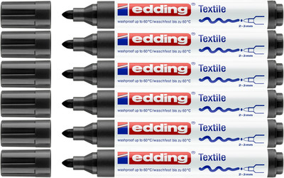 6x edding 4500 Textilmarker schwarz