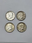 1964 Kennedy Half Dollar Silver Coins Lot of 4, 90% Silver, Circulated