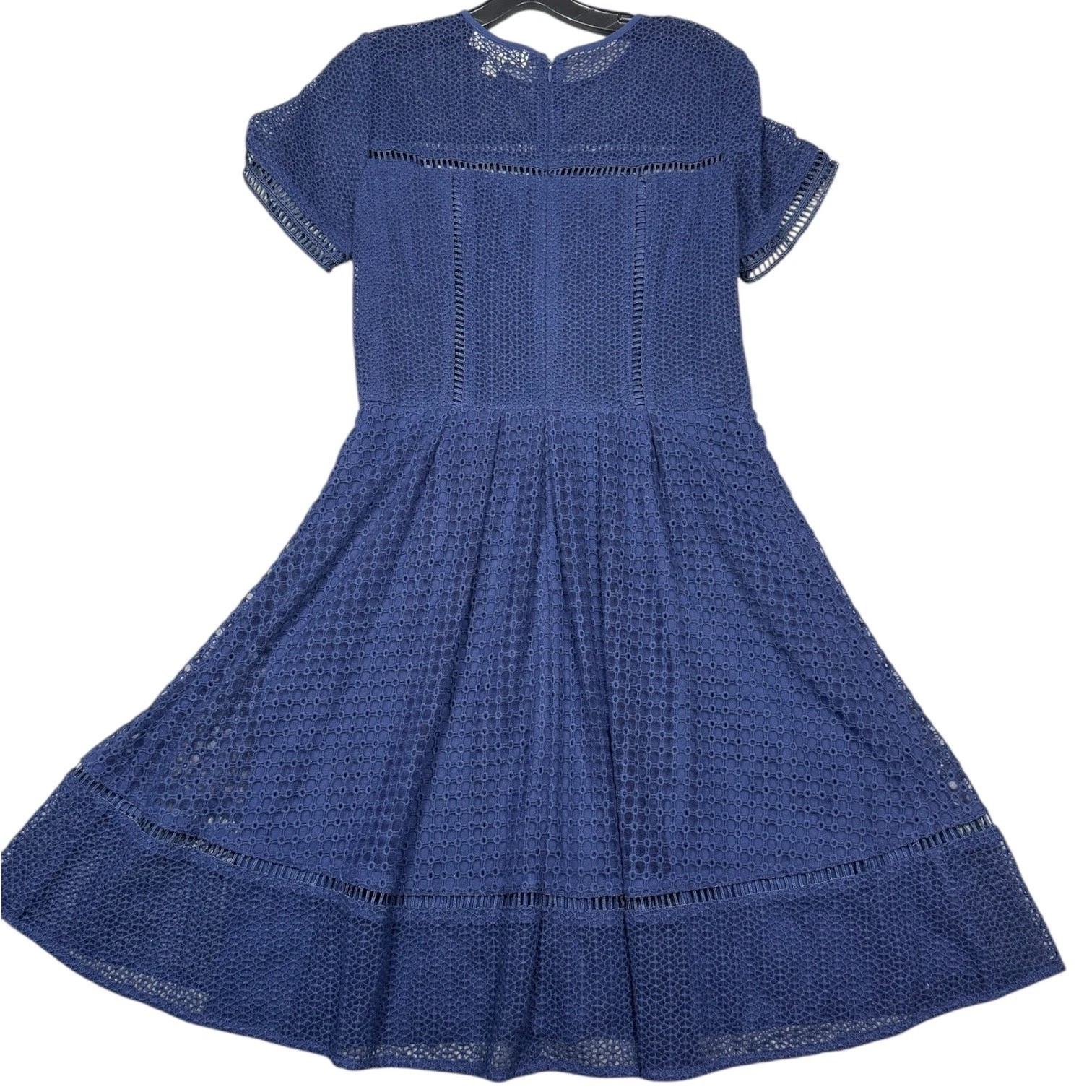 Abito Michael Kors blu navy in pizzo con occhielli aderente e svasato Taglia 4