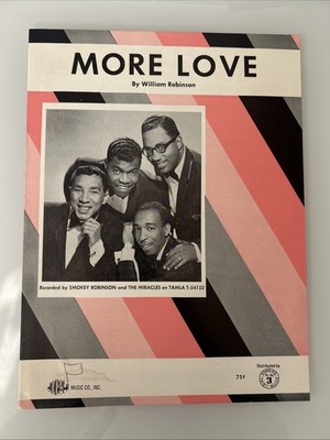 VINTAGE Smokey Robinson And The Miracles ''MORE LOVE'' SHEET MUSIC P/V/G