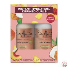 Shampoo Conditioner Bundle for Curly Hair, Coconut Hibiscus Curl Shine -