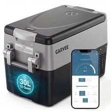 32QT 12V Dual Zone Car Refrigerator Freezer with App Control AC/DC for Camping