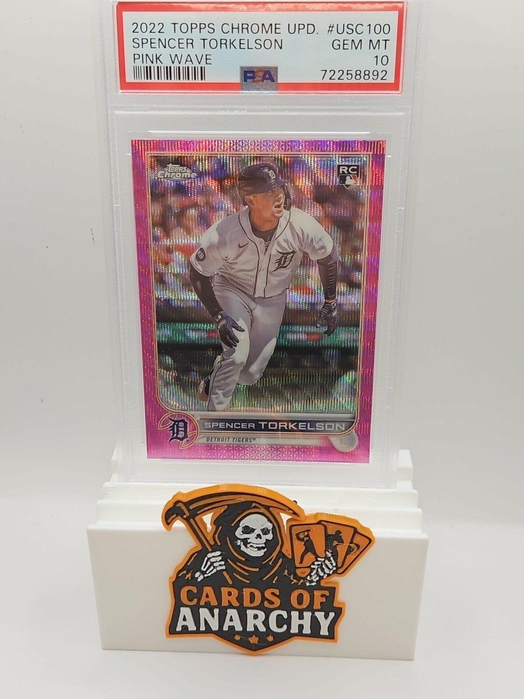 SPENCER TORKELSON 2022 TOPPS CHROME UPDATE #USC100 PINK WAVE RC PSA 10 ROOKIE