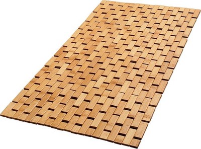 Bath Mat - Foldable, 34x18-Inch Wood Bathmat for Bathroom Sauna Spa Door Kitc...