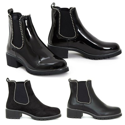 ladies black studded boots