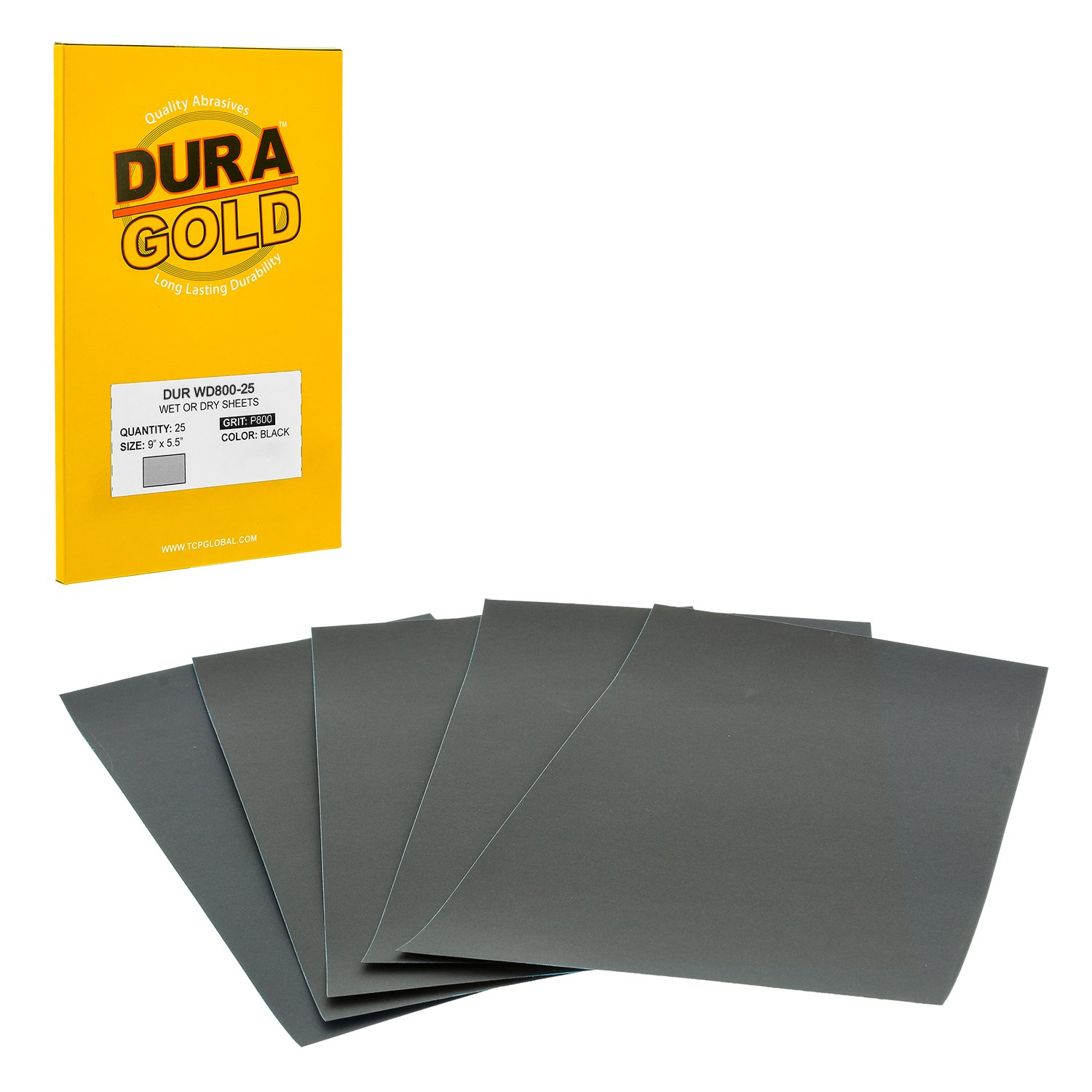 Premium 800 Grit Wet or Dry Sandpaper Sheets, 5-1/2