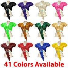 Satin Tie Top Belly Dance Short Ruffle Wrap Choli Gypsy Haut Blouse Boho Club IN