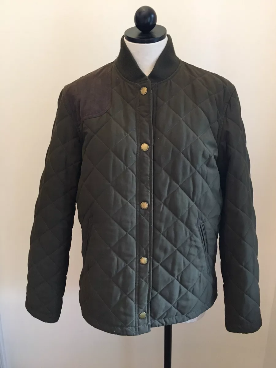 Lauren Ralph Lauren Womens Large Khaki Green Quilted Snap Front