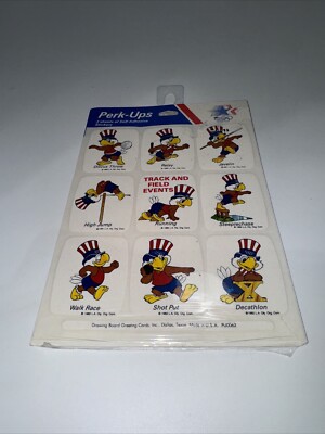 1984 Olympic Mascot Sam the Eagle Stickers -3 Sheets - Track & Field Events NEW!