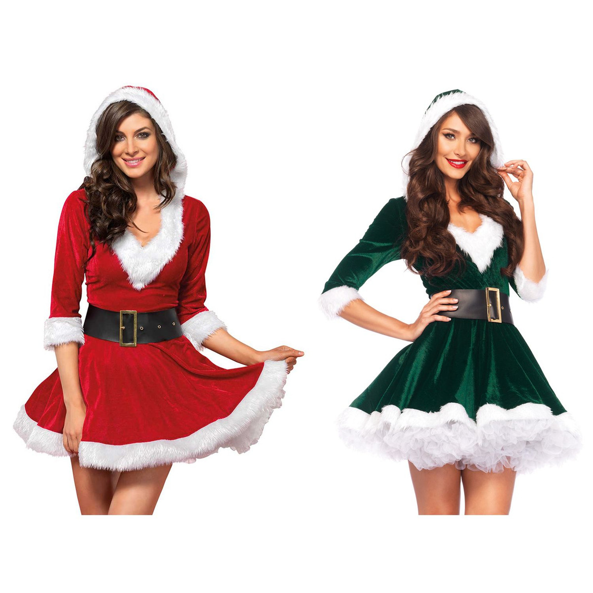 Sexy Red Claus Christmas Costume Green Santa's Helper Elf