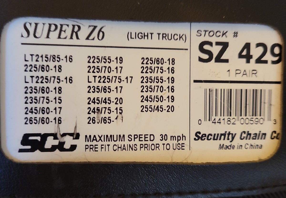 Super Z 6 Compact Cable Snow Tire Chain Set for Cars Trucks light truck