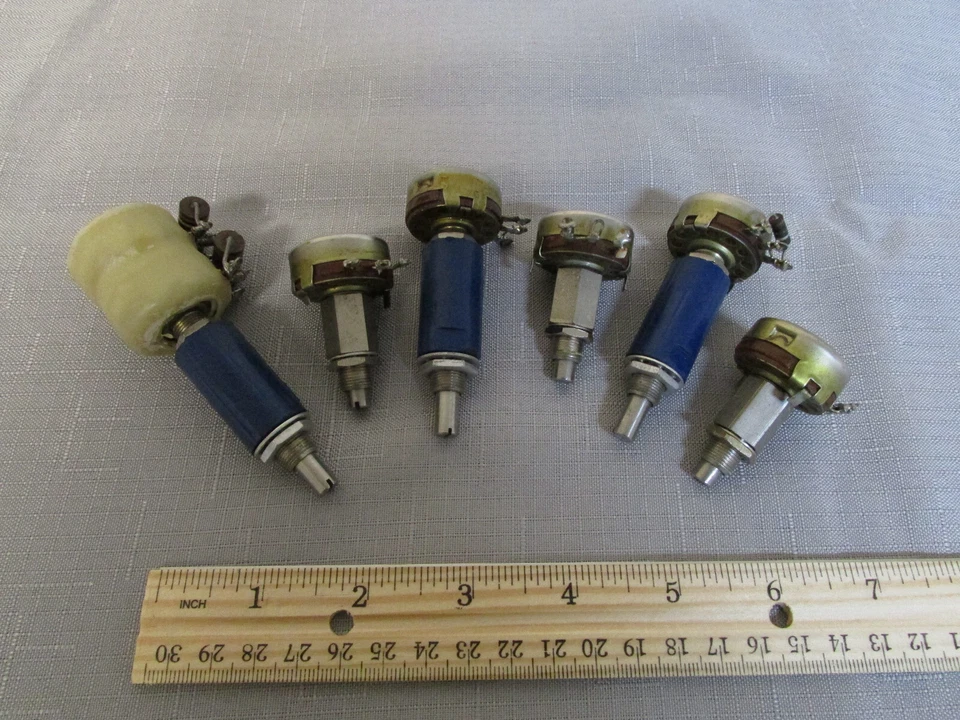 6 Assorted A-B Type J Potentiometers 2500-1Meg With Extenders - Image 1 of 1