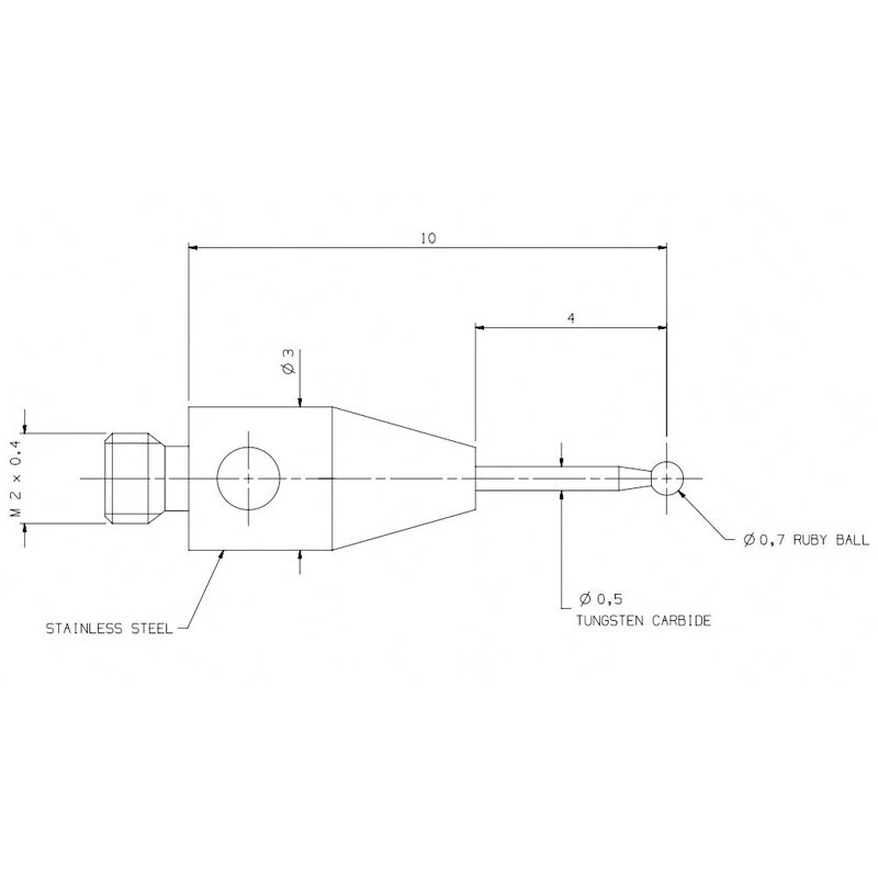 CMM Probe M2*D0.7*L10mm 0.7mm Ruby Ball Tungsten Carbide Stem for A-5000-7801 - Image 3 of 3