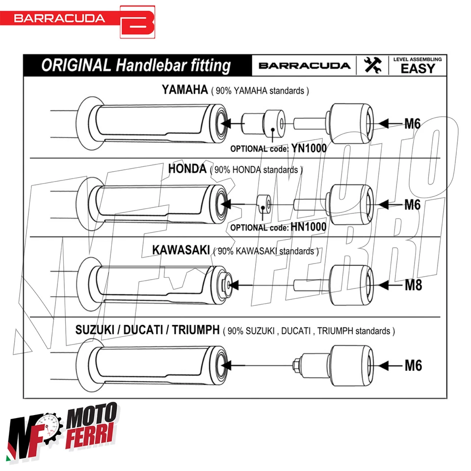 MF1363 Stabilizzatori Manubrio Barracuda Antivibranti Silver Universale Moto - Immagine 3 di 4