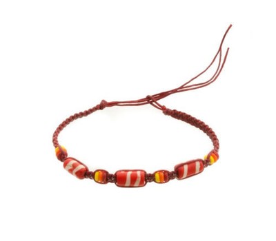 Bracelet Brésilien Amitié Tressé Avec Perles - Modèle 8154 Rouge, Neuf Sans Emballage, Unisexe
