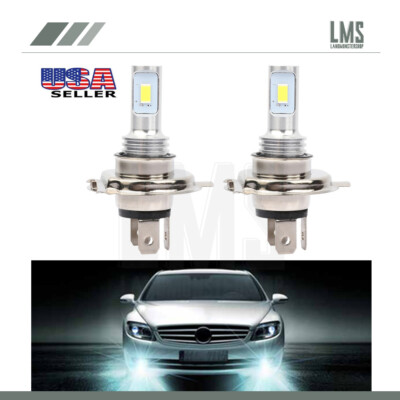 Pair White H4 9003 LED Headlight Bulb Kit High / Low Beam Lamp 35W 6000K 4000LM