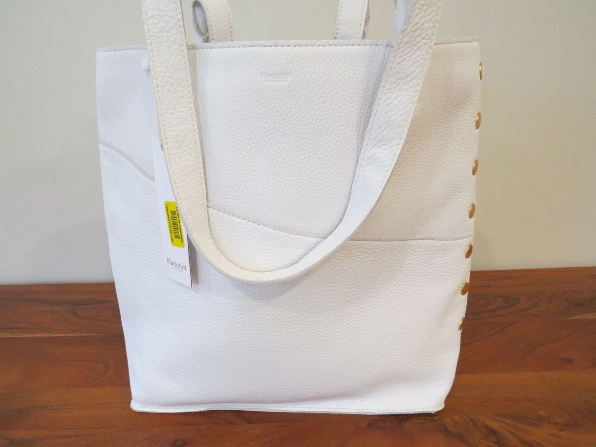 Hammitt Drew 2.0 Large North South WHITE Pebbled Leather Tote Bag NEW W Tags