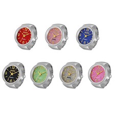 Women's Ring Watch Quartz Analog Dial Elastic Band Creative Round Finger Watch