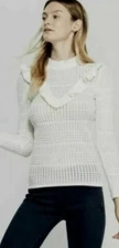 FEW MODA New YORK white Mock Neck GINI POINTELLE sweater TOP size: S EUC!