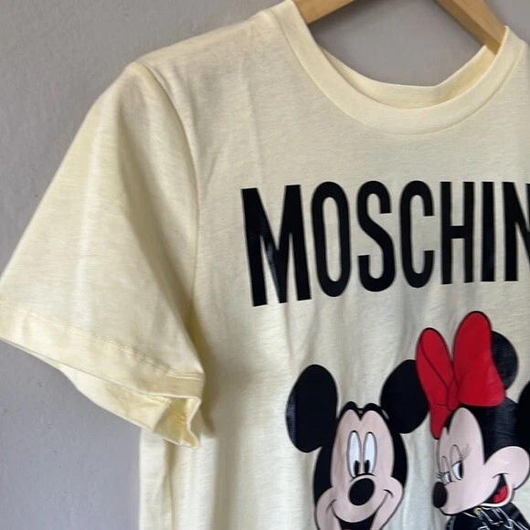 Moschino H&M Disney Mickey Minnie T-Shirt Yellow Women's X-Small NWT