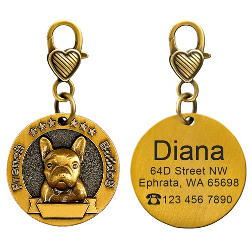 Robuste 3D Hundeetiketten personalisiert graviert Haustier Welpe Ausweis Name Halsband Scheiben gold - Bild 44 von 72