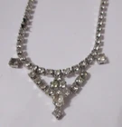 Vintage COSTUME JEWELRY RHINESTONE Clear Stones Necklace For Parts Fix or Crafts