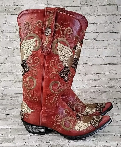 Old Gringo Grace Red Heart Embroidered Western Cowgirl Boots - Picture 5 of 9