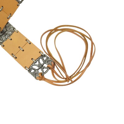 Nine West Brown Fringe Belt READ Metal Detail Vintage Size M  display picture 2