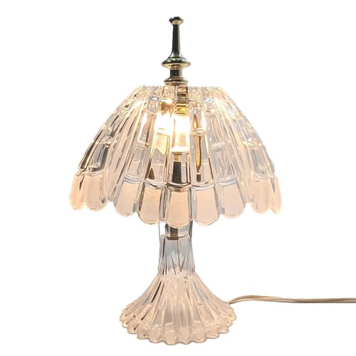 Vintage Heavy Crystal Clear and Frosted Glass Vanity Boudoir Table Lamp 12" - Picture 2 of 7